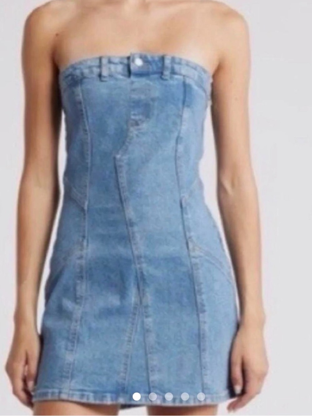 Blank NYC Light Blue Strapless Denim Mini Dress
